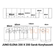 JUNO ELENA 200x200 cm L alakú konyhablokk sonoma