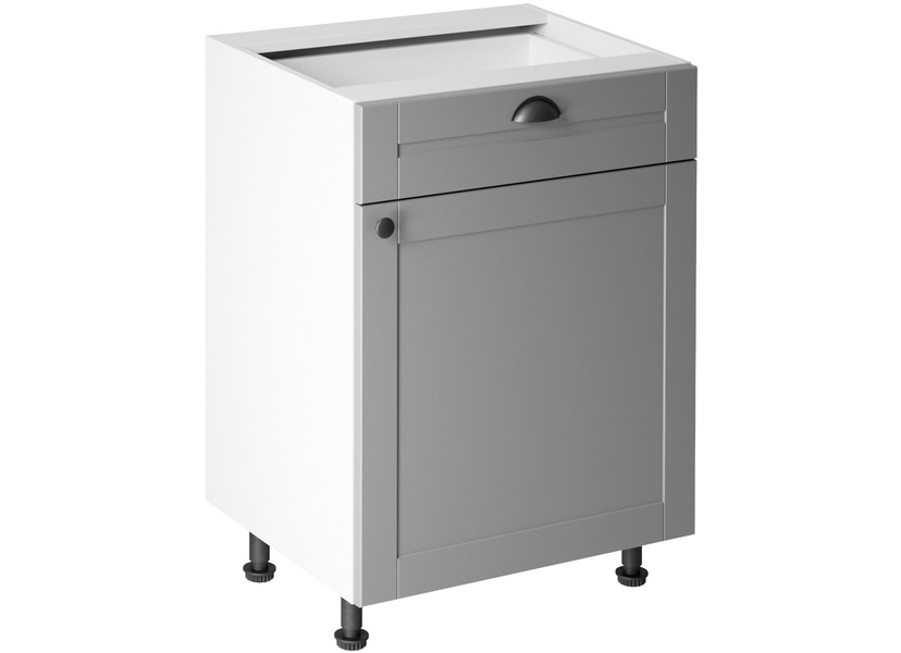Linea Grey D60S1 alsó konyhaszekrény, szürke / fehér